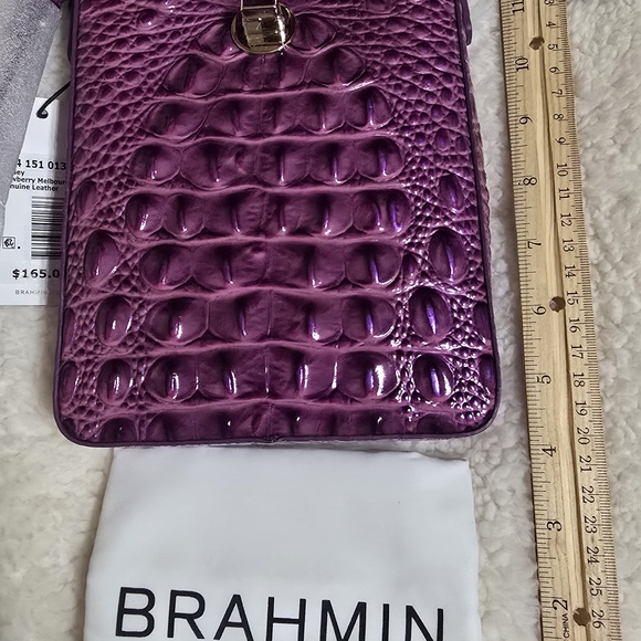 Brahmin Purple Croc-Embossed Women's Bag - Picture 4 of 10